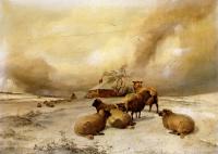 Thomas Sidney Cooper - Sheep In A Winter Landscape